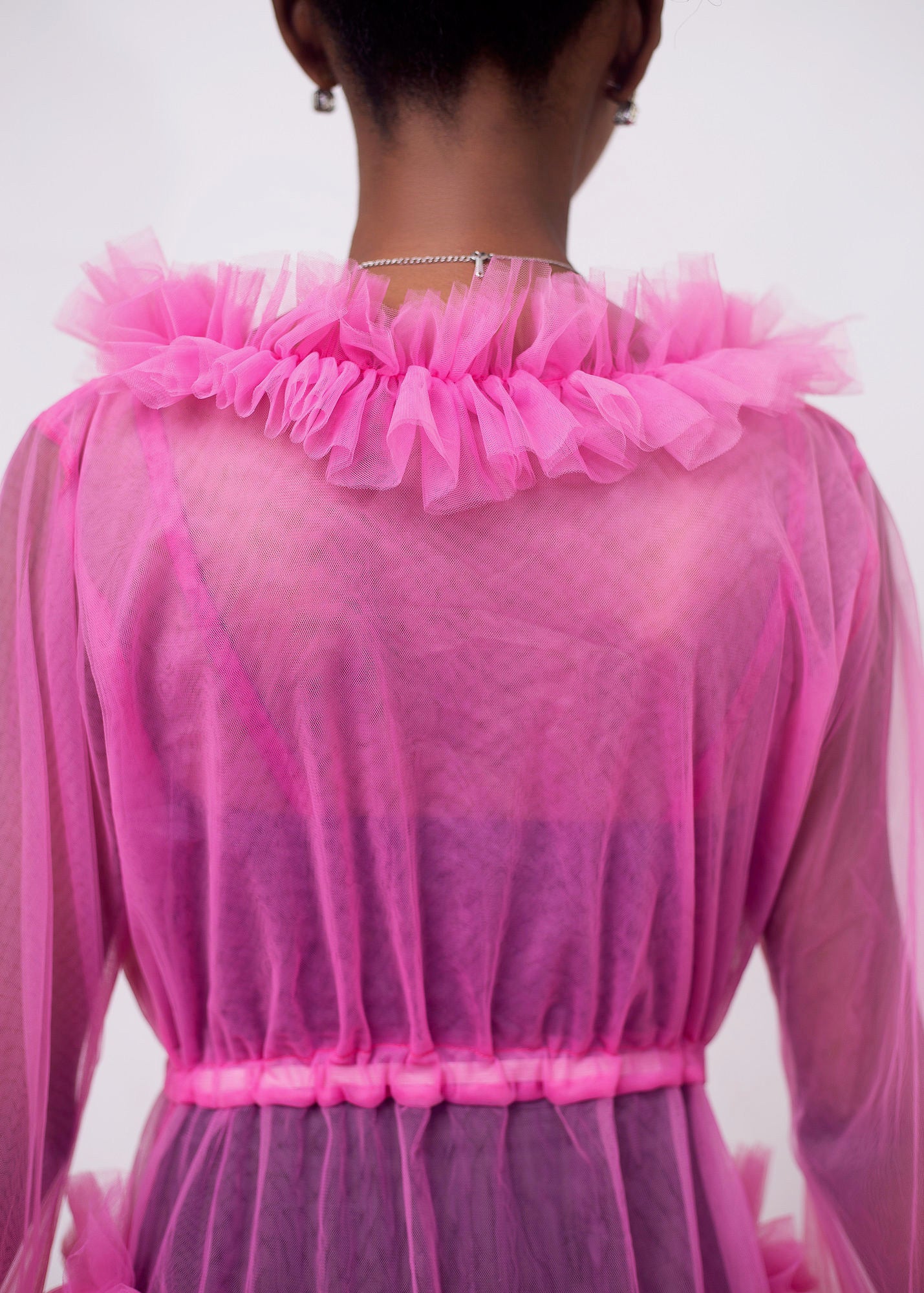 Glamour Gleams Robe - Luxurious Pink Tulle Robe - Dimaz
