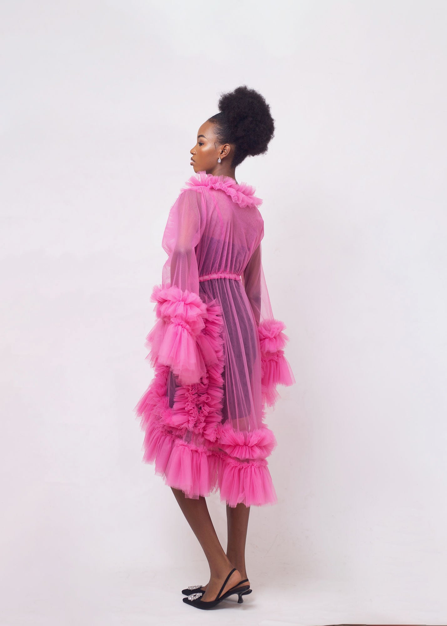 Glamour Gleams Robe - Luxurious Pink Tulle Robe - Dimaz
