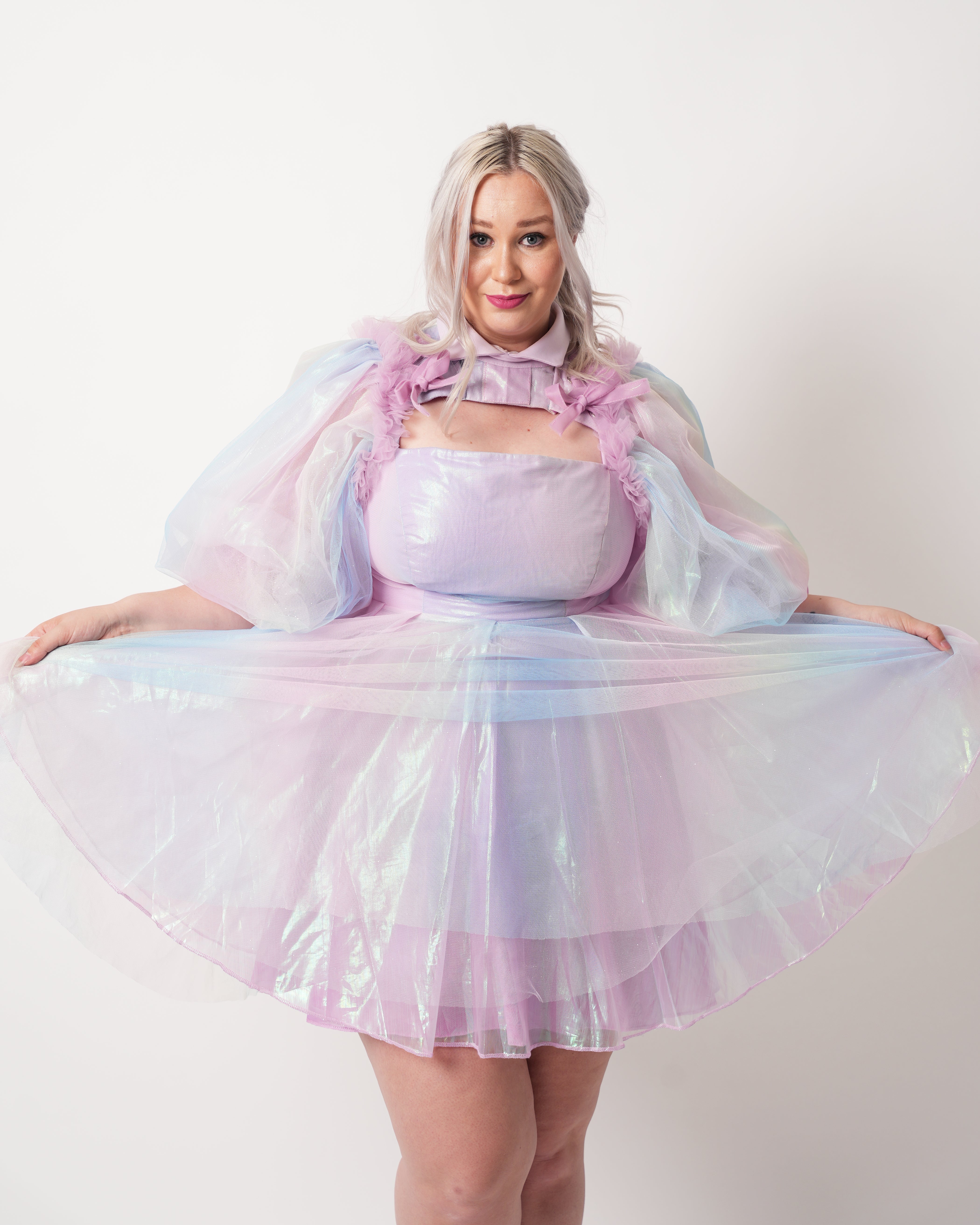 Moonlight Mermaid Dress - Iridescent Tulle Short Dress - Dimaz