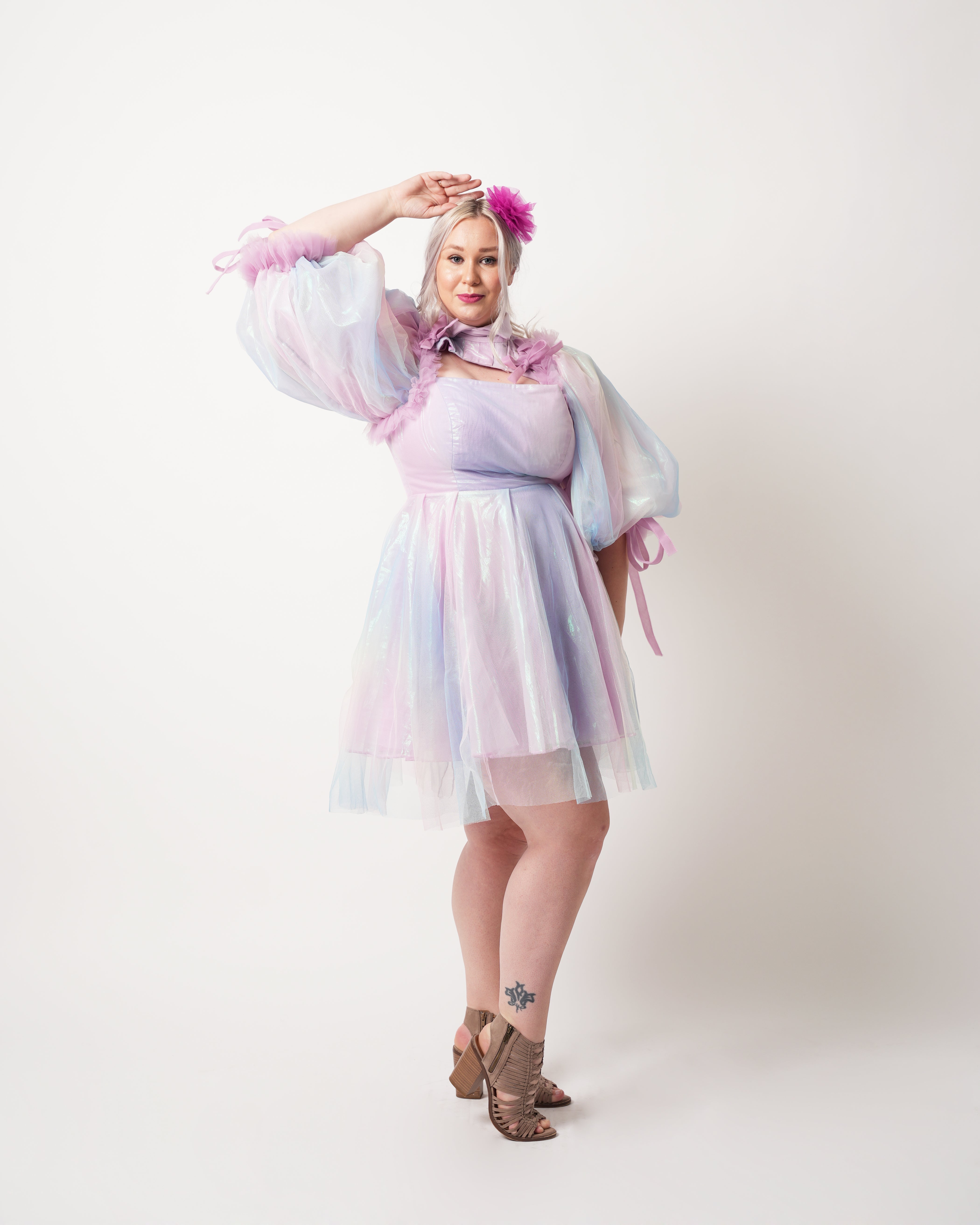 Moonlight Mermaid Dress - Iridescent Tulle Short Dress - Dimaz