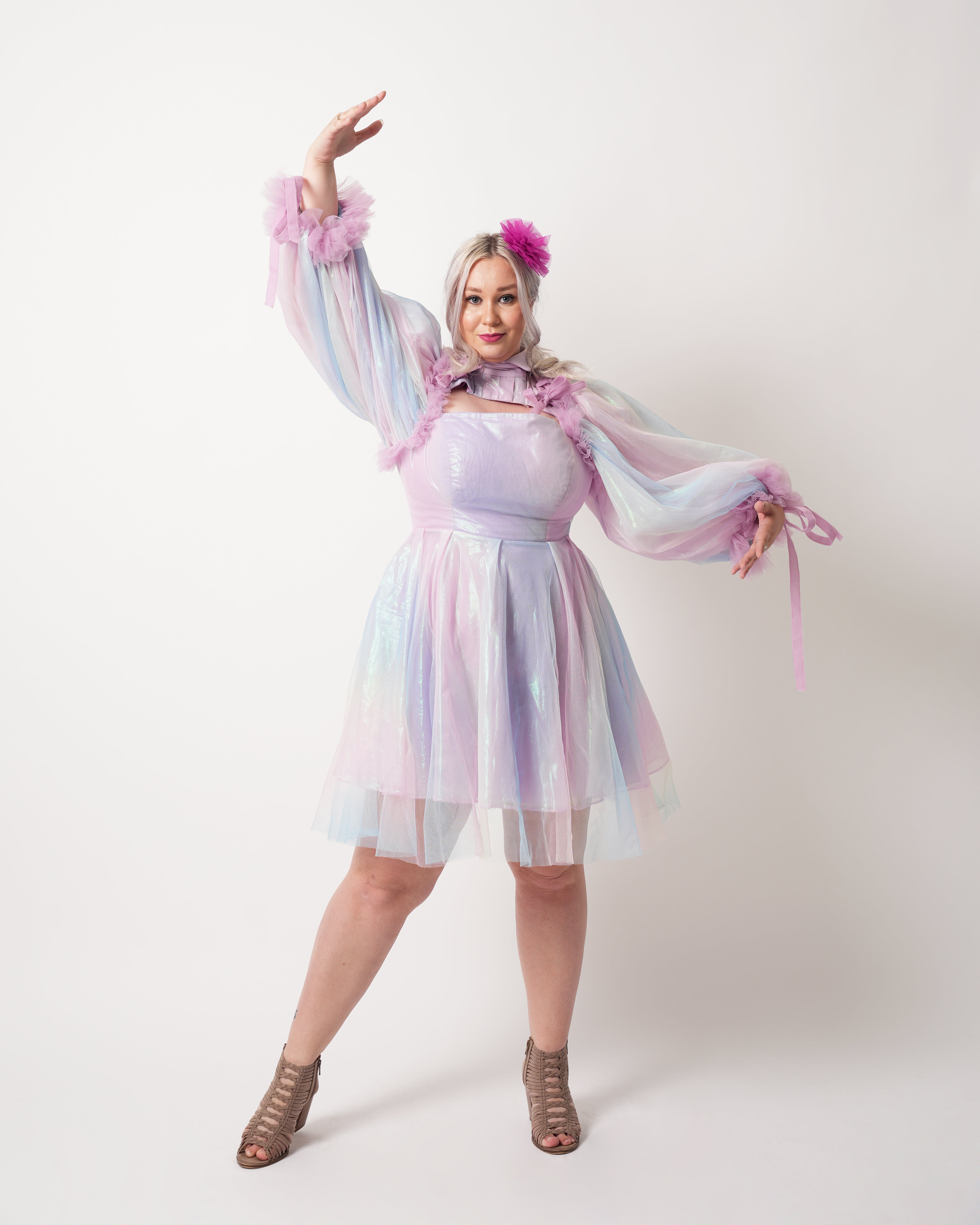 Moonlight Mermaid Dress - Iridescent Tulle Short Dress - Dimaz
