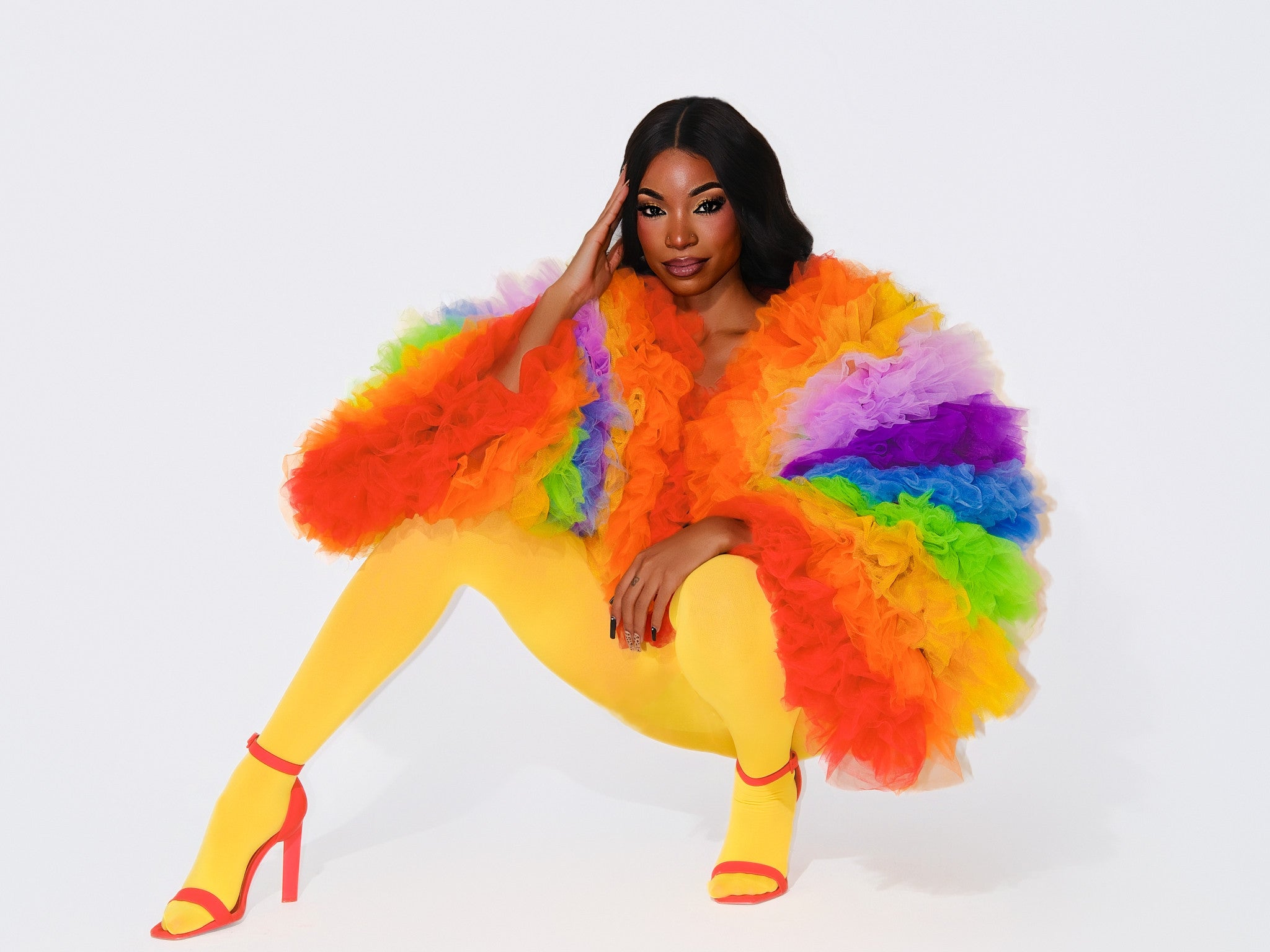Coat of Many Colors - Rainbow Ruffle Tulle Jacket - Dimaz