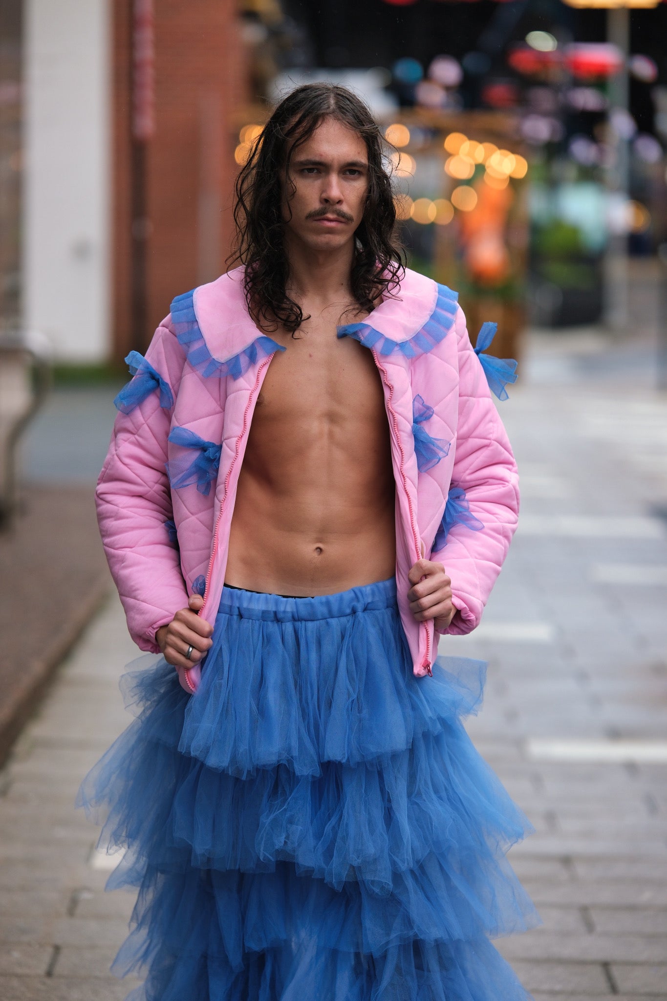 Bubblegum Puffer Jacket - Pink and Blue Winter Jacket - Dimaz