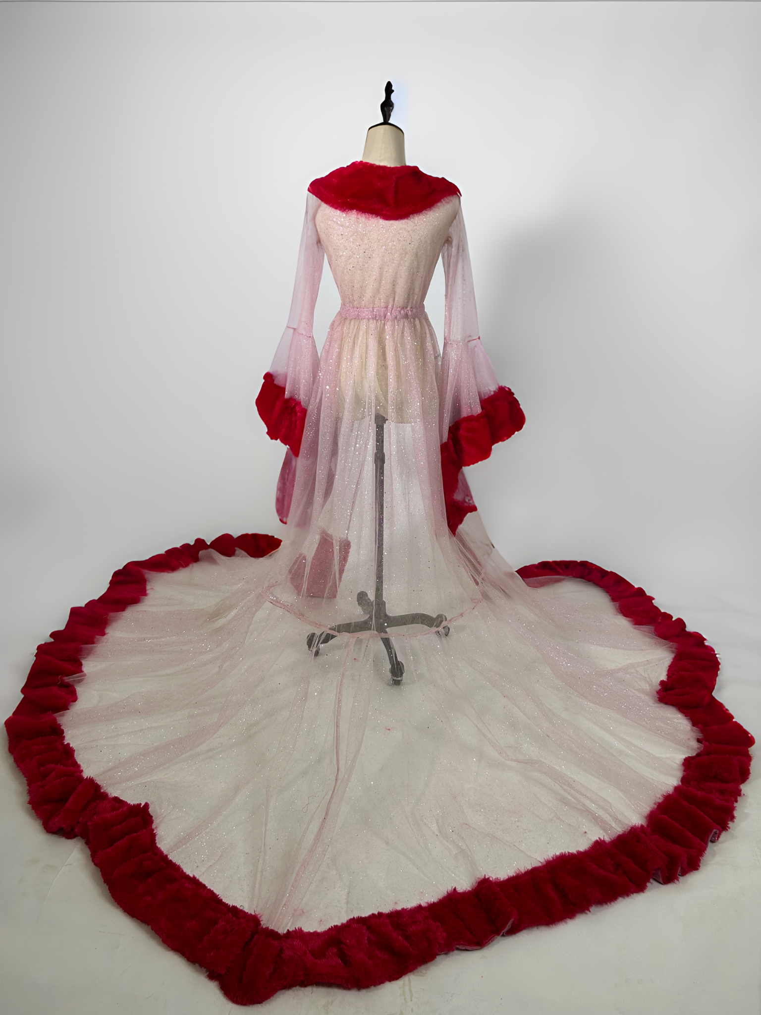 Khilah Robe - Fur Trim Shimmer Tulle Robe - Dimaz