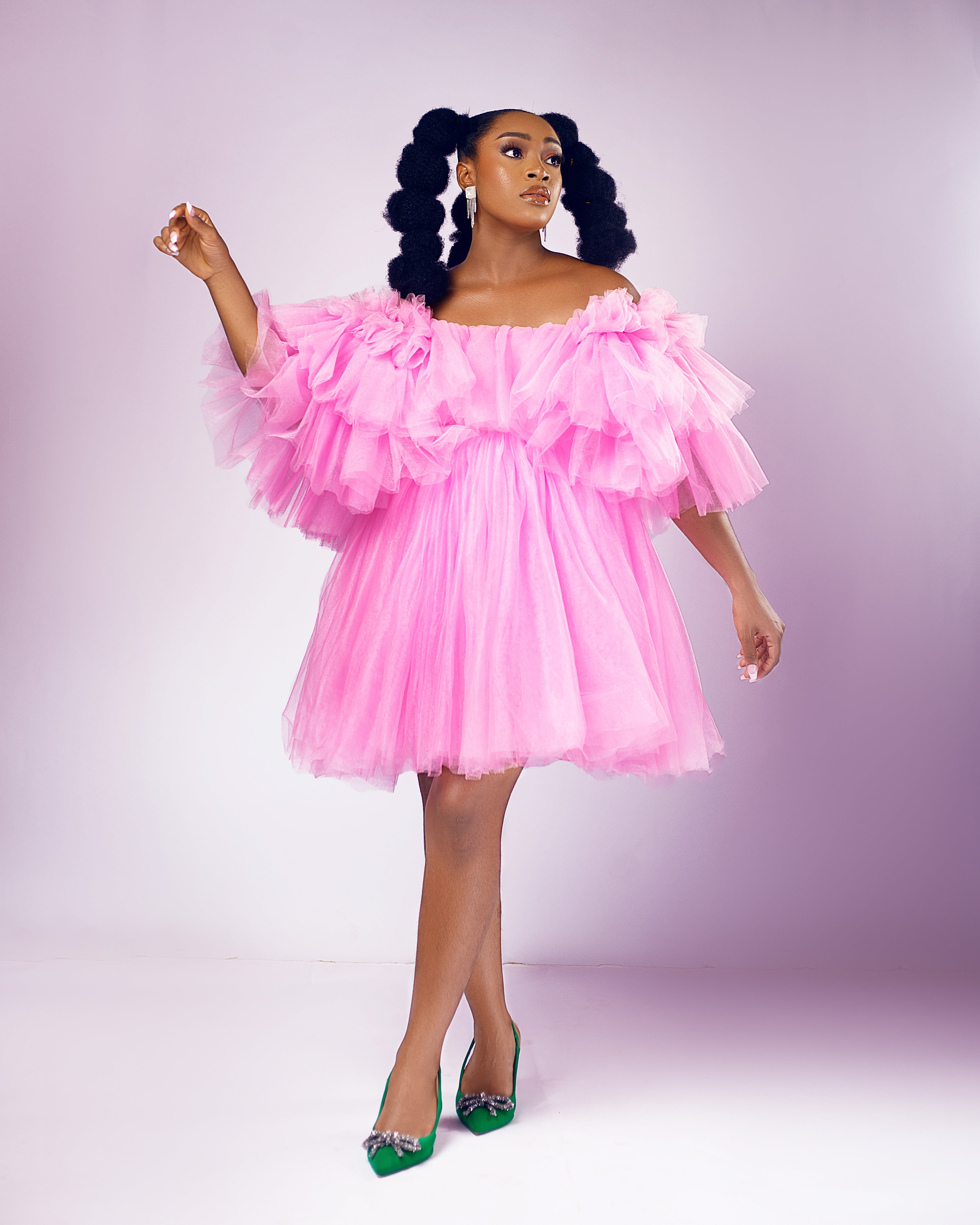 Be Mine Dress - Romantic Off-Shoulder Tulle Dress - Dimaz
