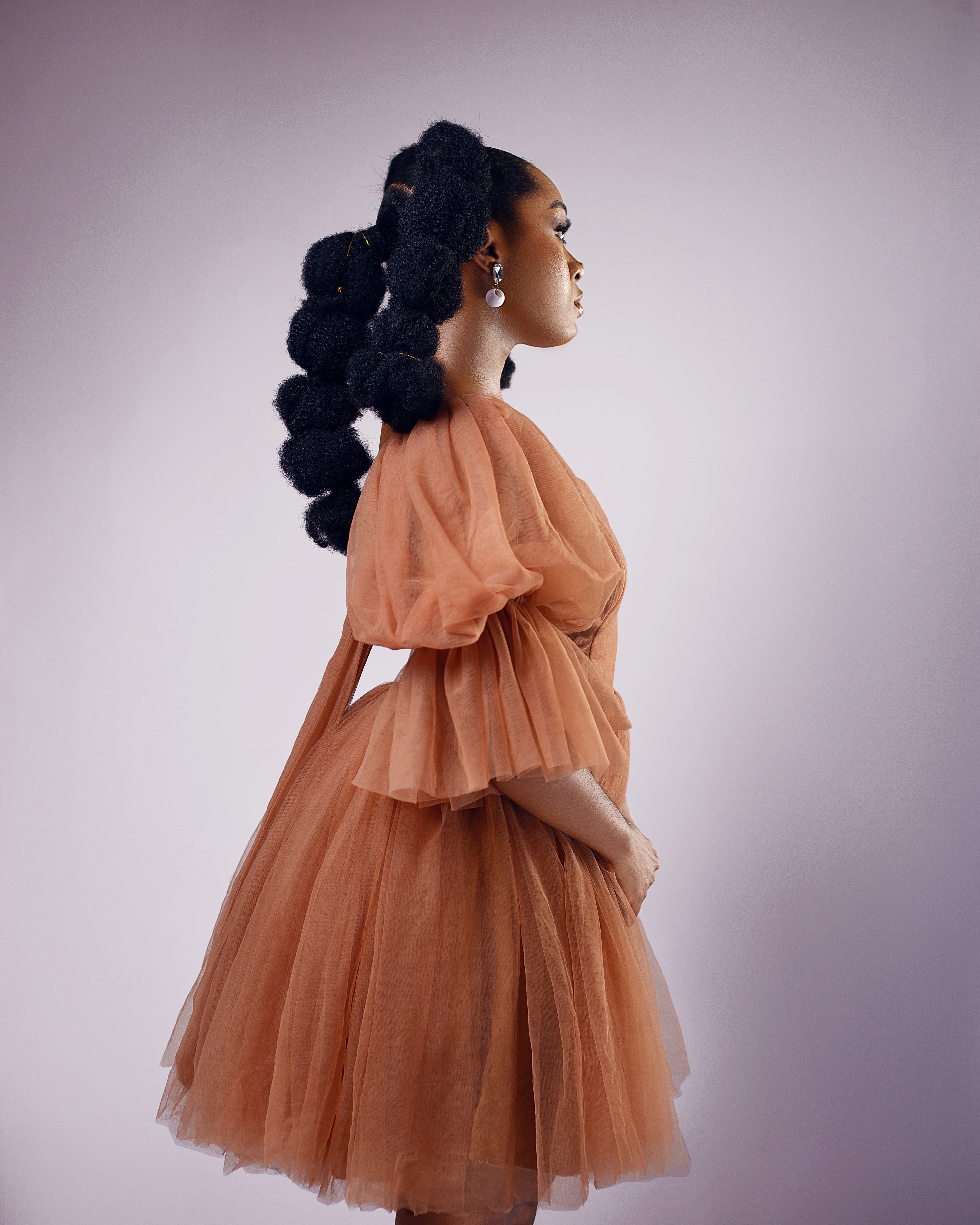 Mocha Whirl Dress - Tiered Tulle Babydoll Dress - Dimaz