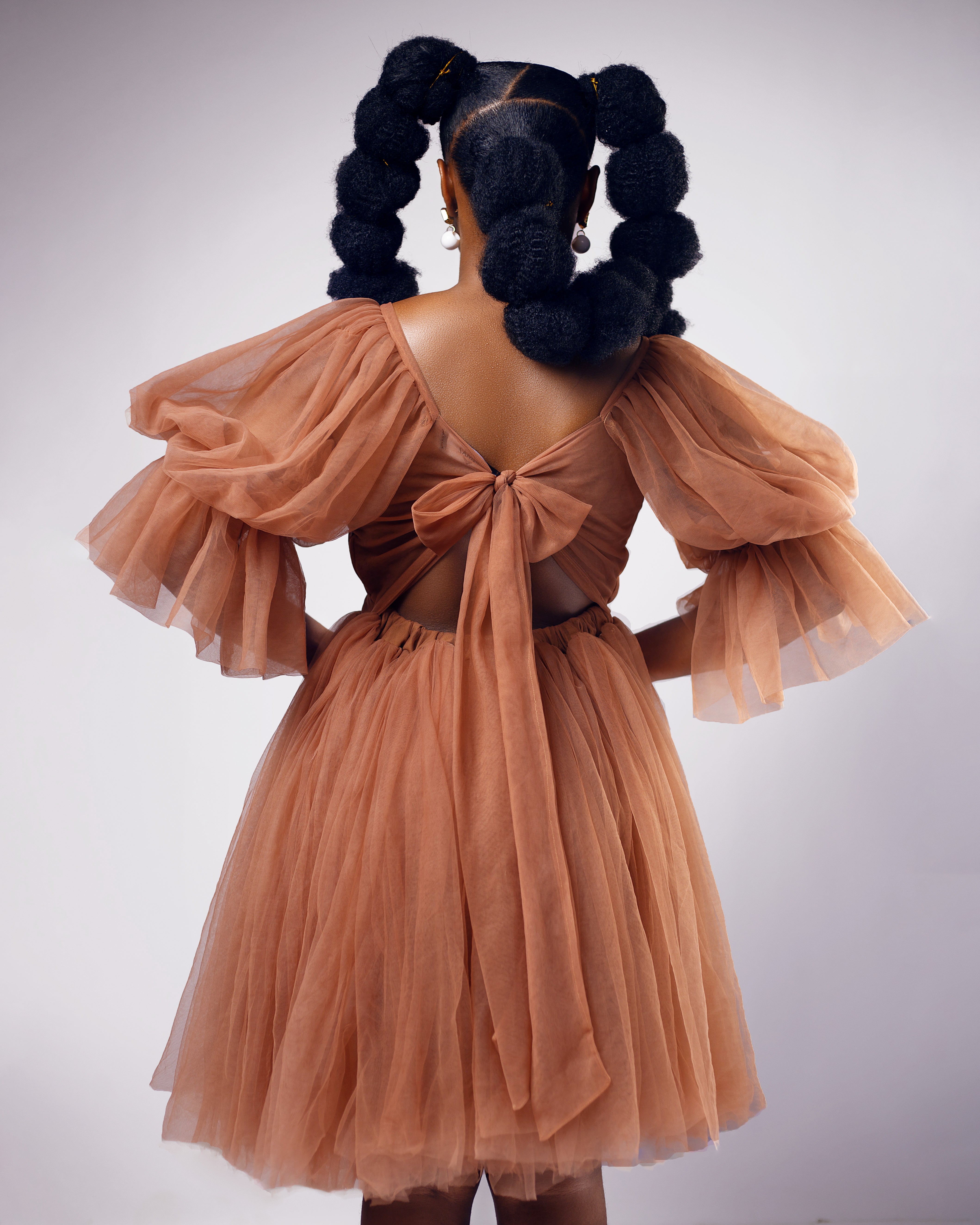 Mocha Whirl Dress - Tiered Tulle Babydoll Dress - Dimaz