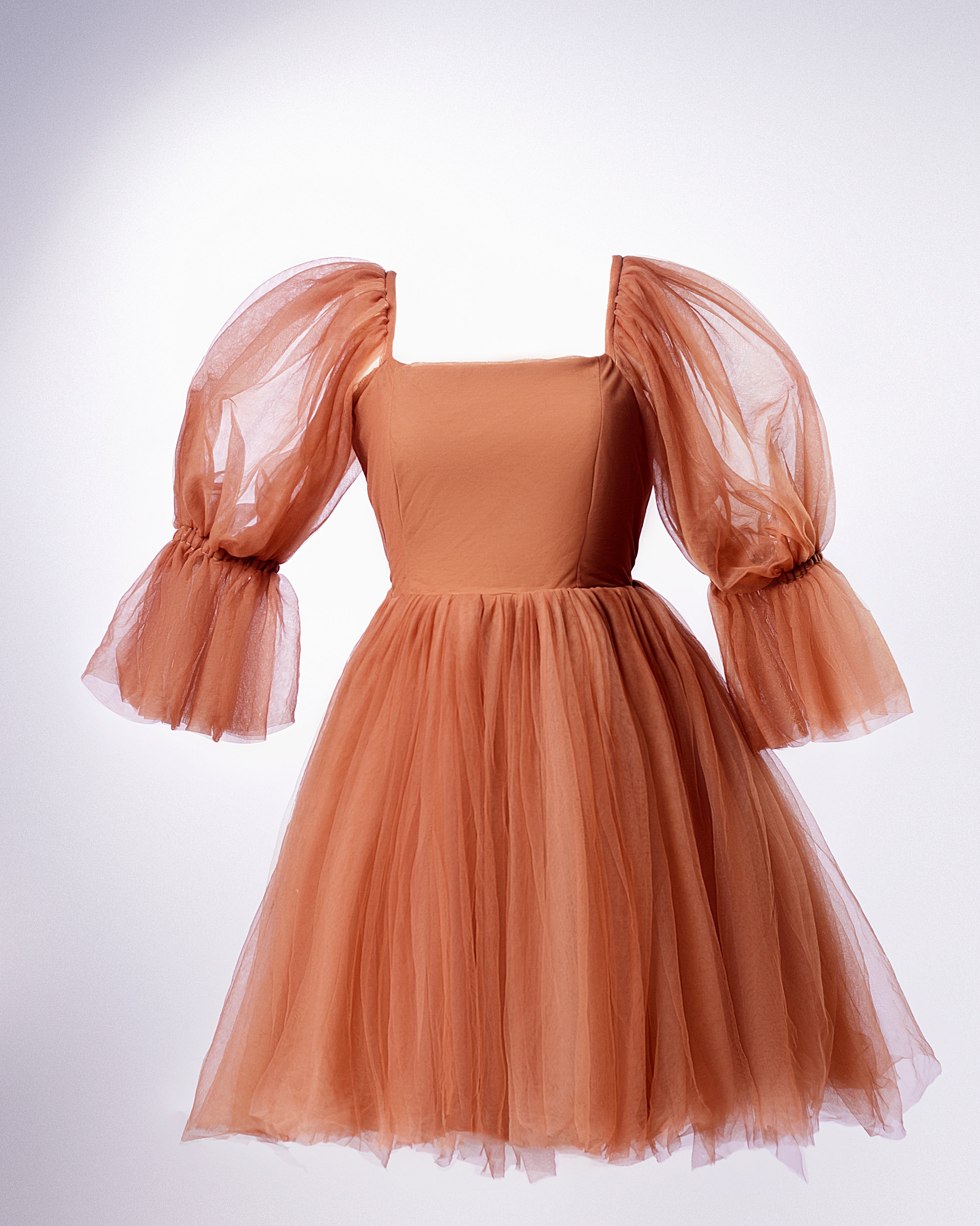 Mocha Whirl Dress - Tiered Tulle Babydoll Dress - Dimaz