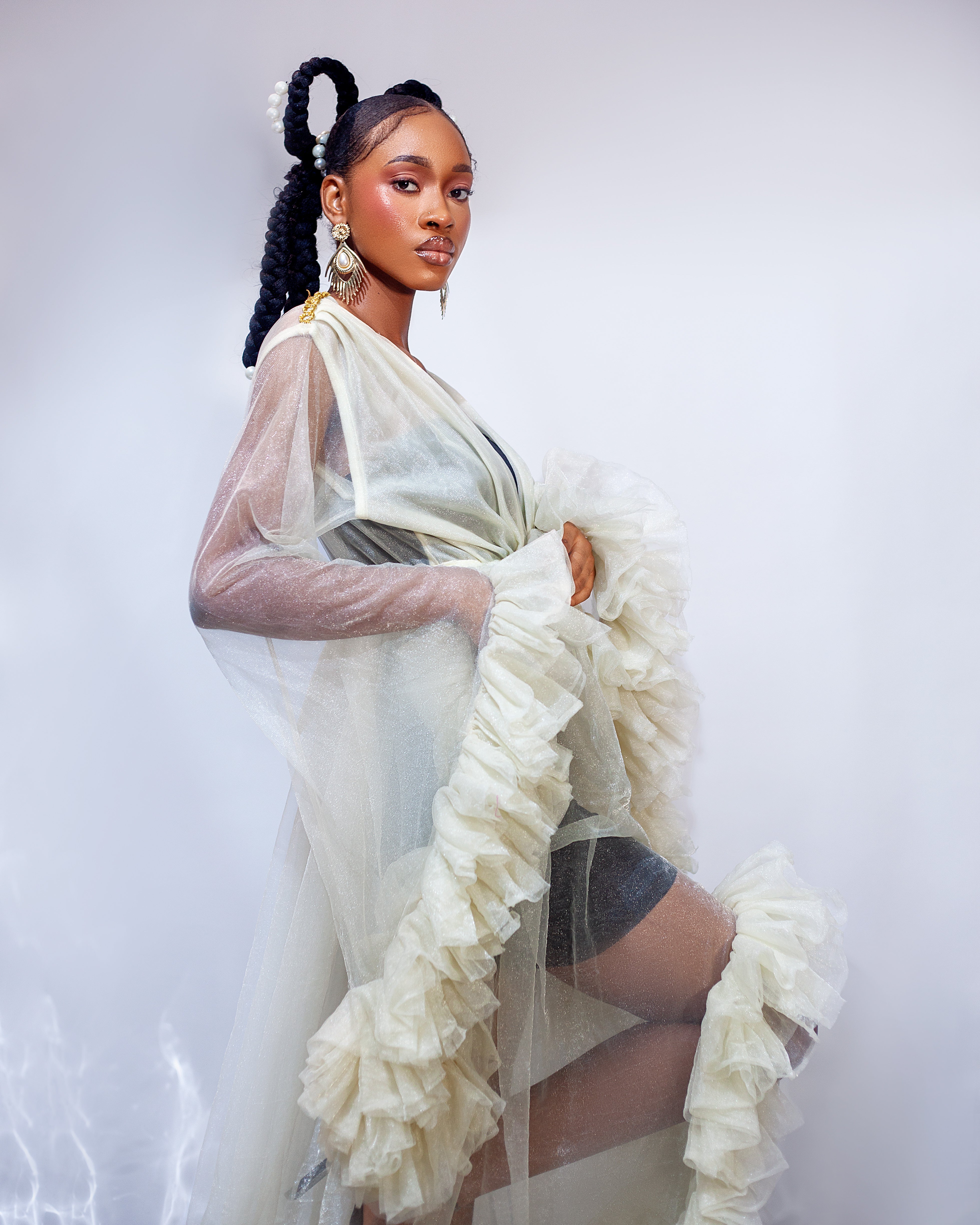 Aurora Dress Robe - Ruffled Slit Maternity and Birthday Robe - Dimaz