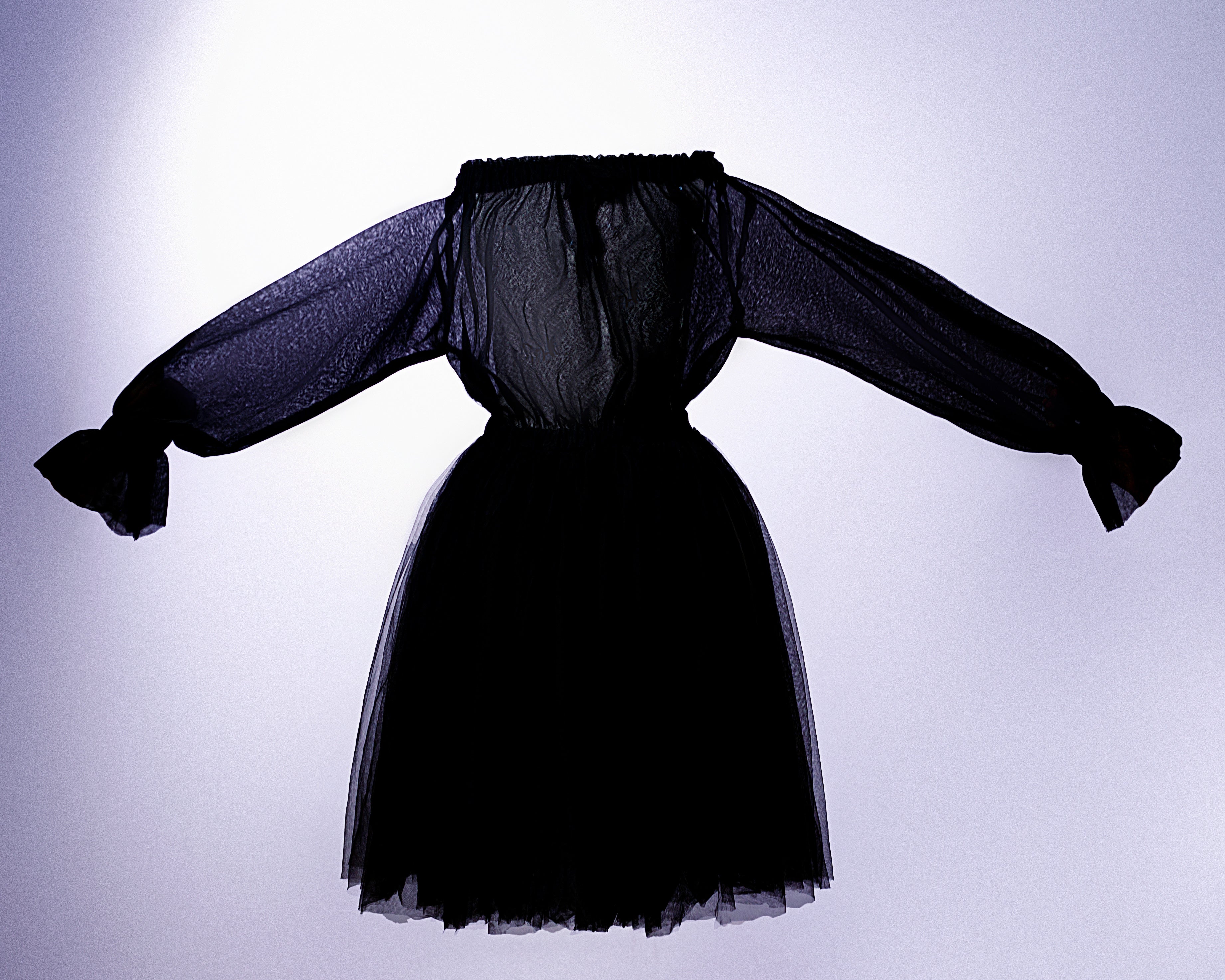 Noir Dress - Off-Shoulder Tulle Statement Dress - Dimaz