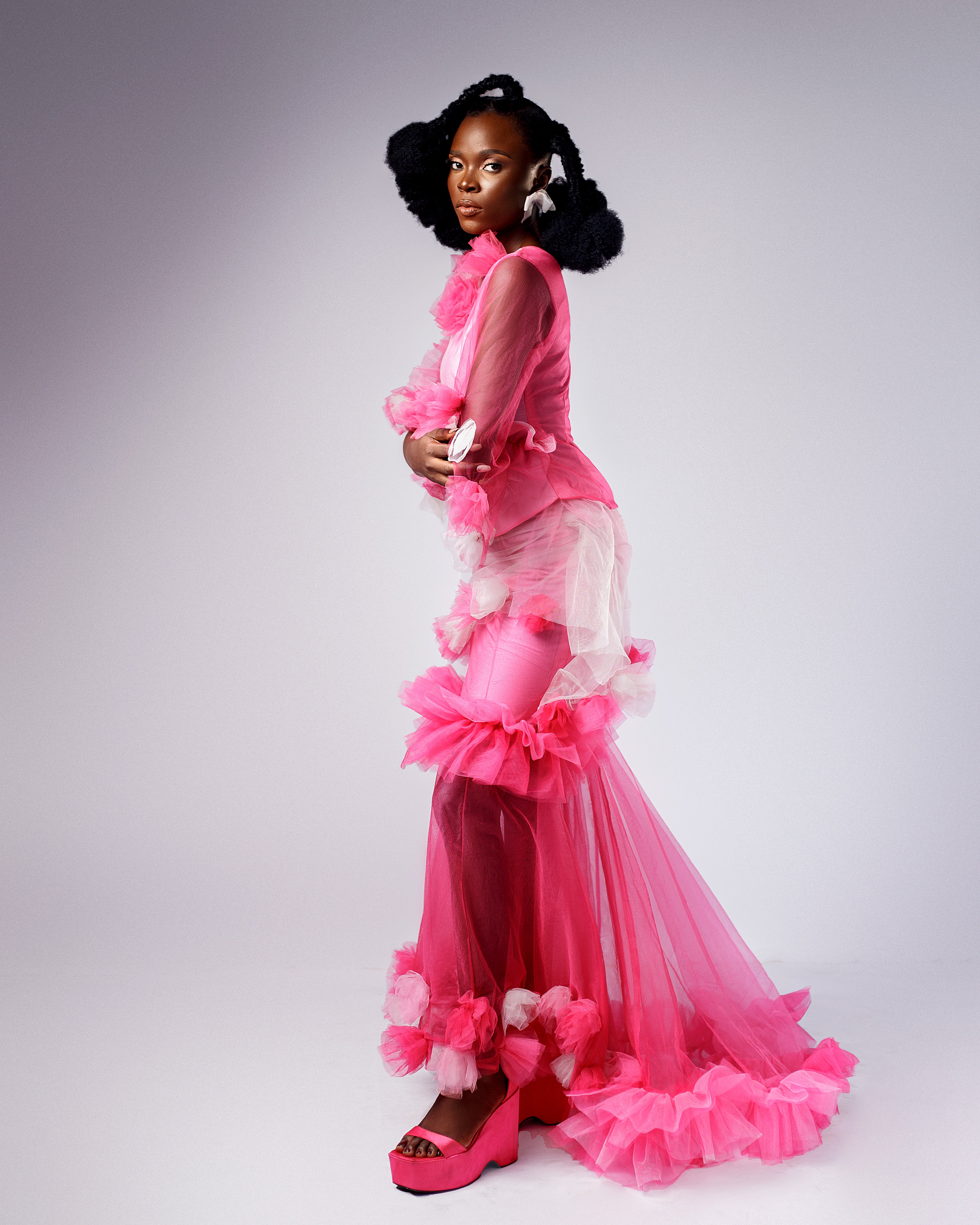 Opal Garden Set - Pink Tulle Ruffled Flower Top - Dimaz