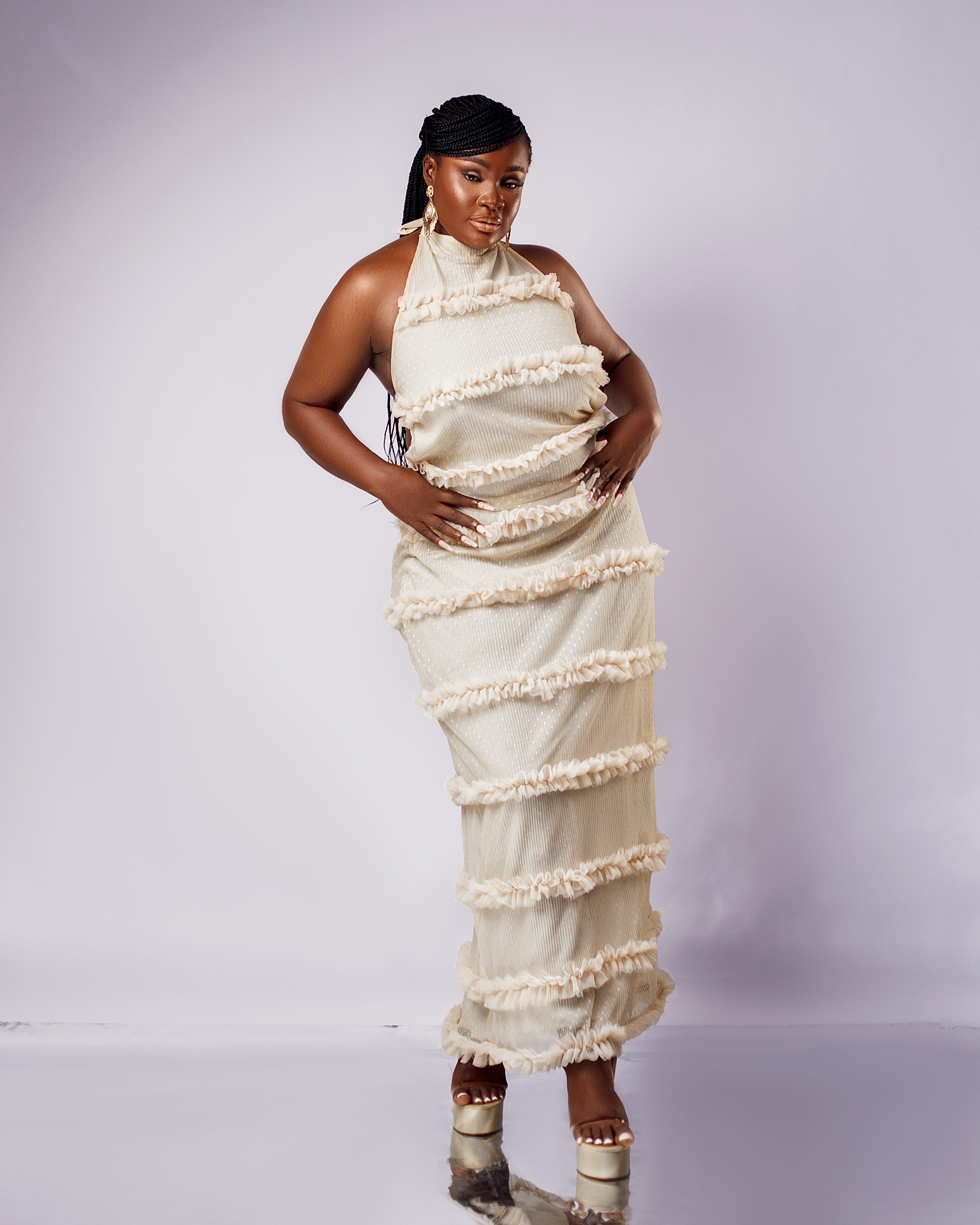 Soft Elegance Dress - Halter Neck Maxi Dress - Dimaz