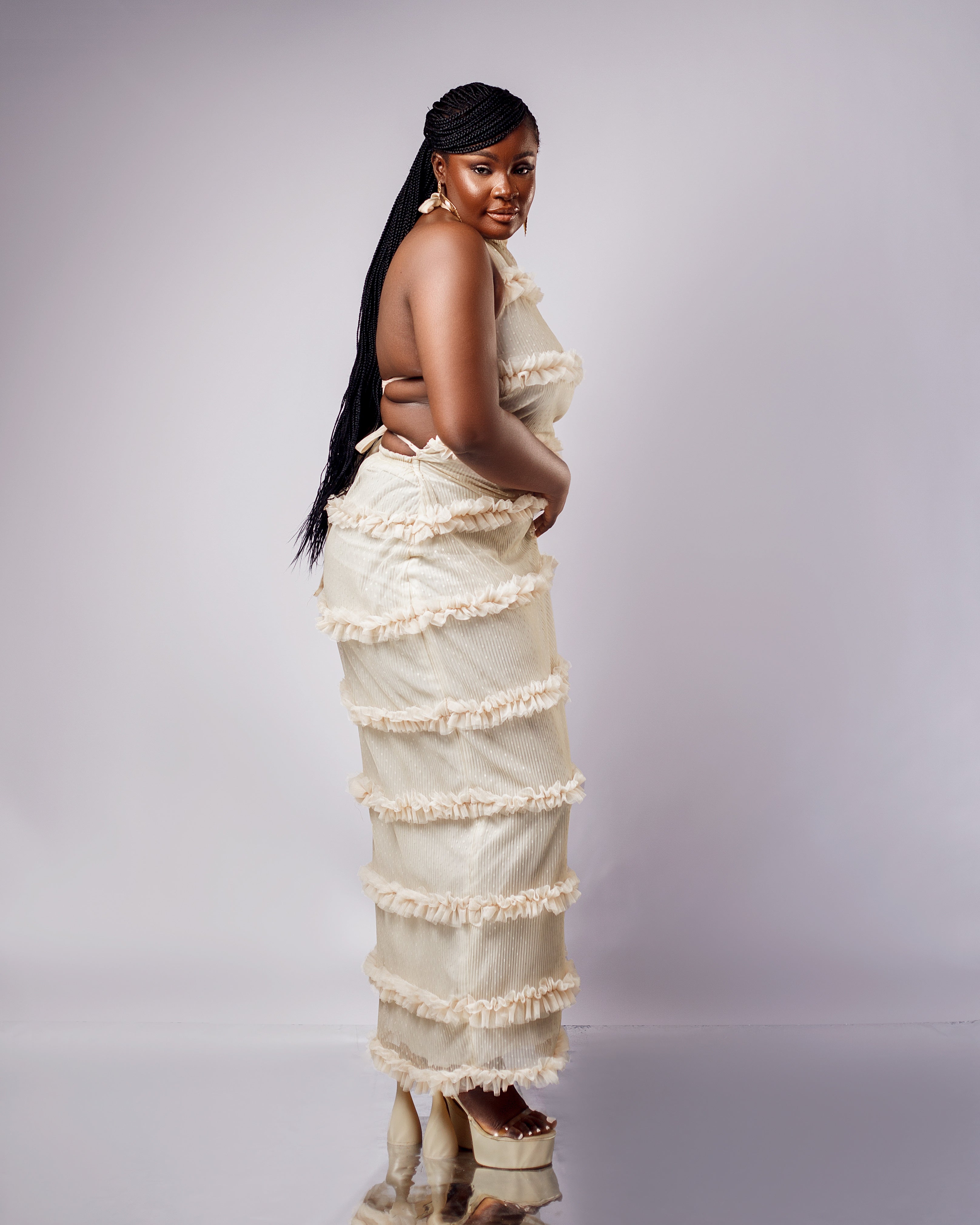 Soft Elegance Dress - Halter Neck Maxi Dress - Dimaz