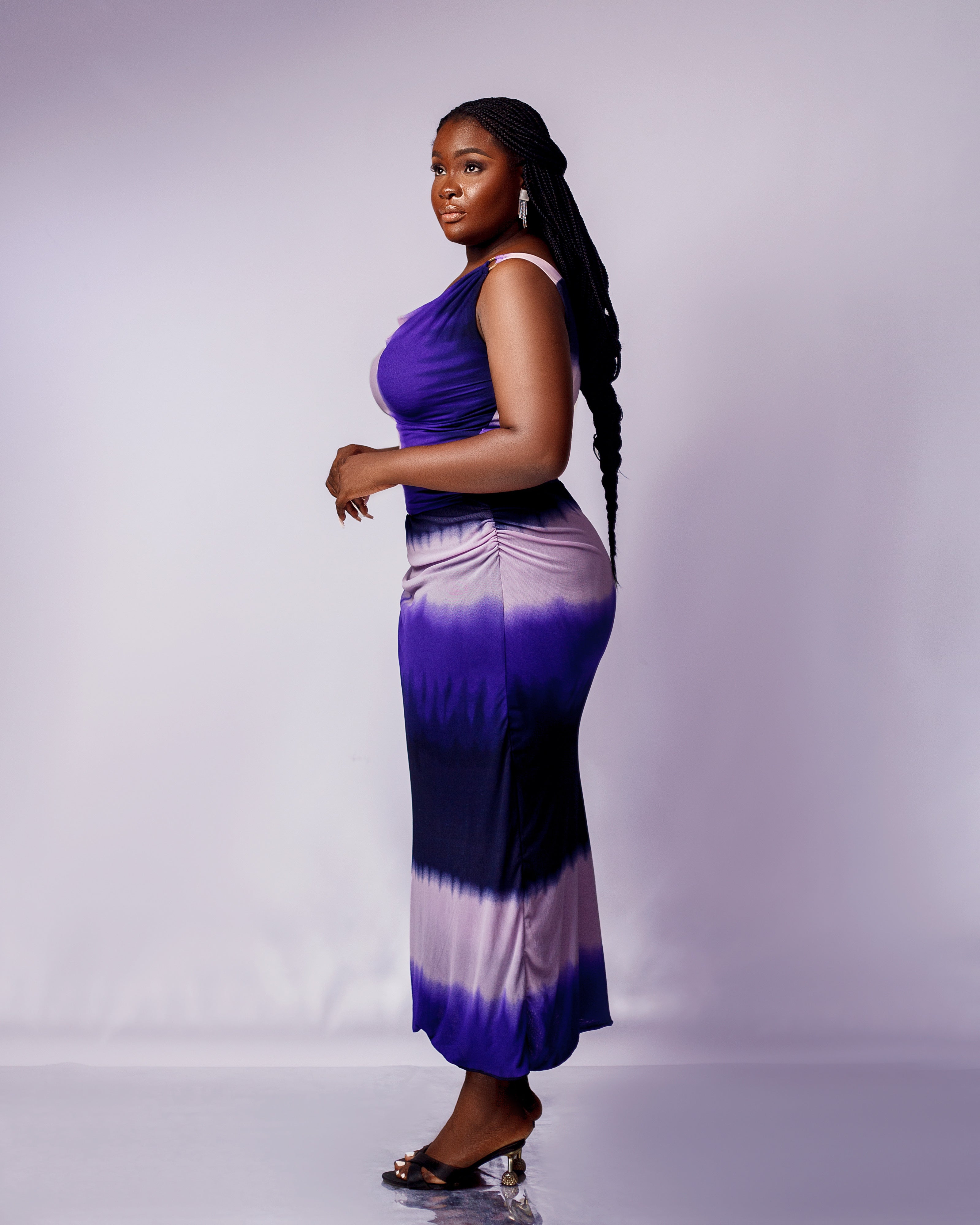 Wisp of Bloom Set - Sleeveless Cowl Top & Ruched Skirt - Dimaz