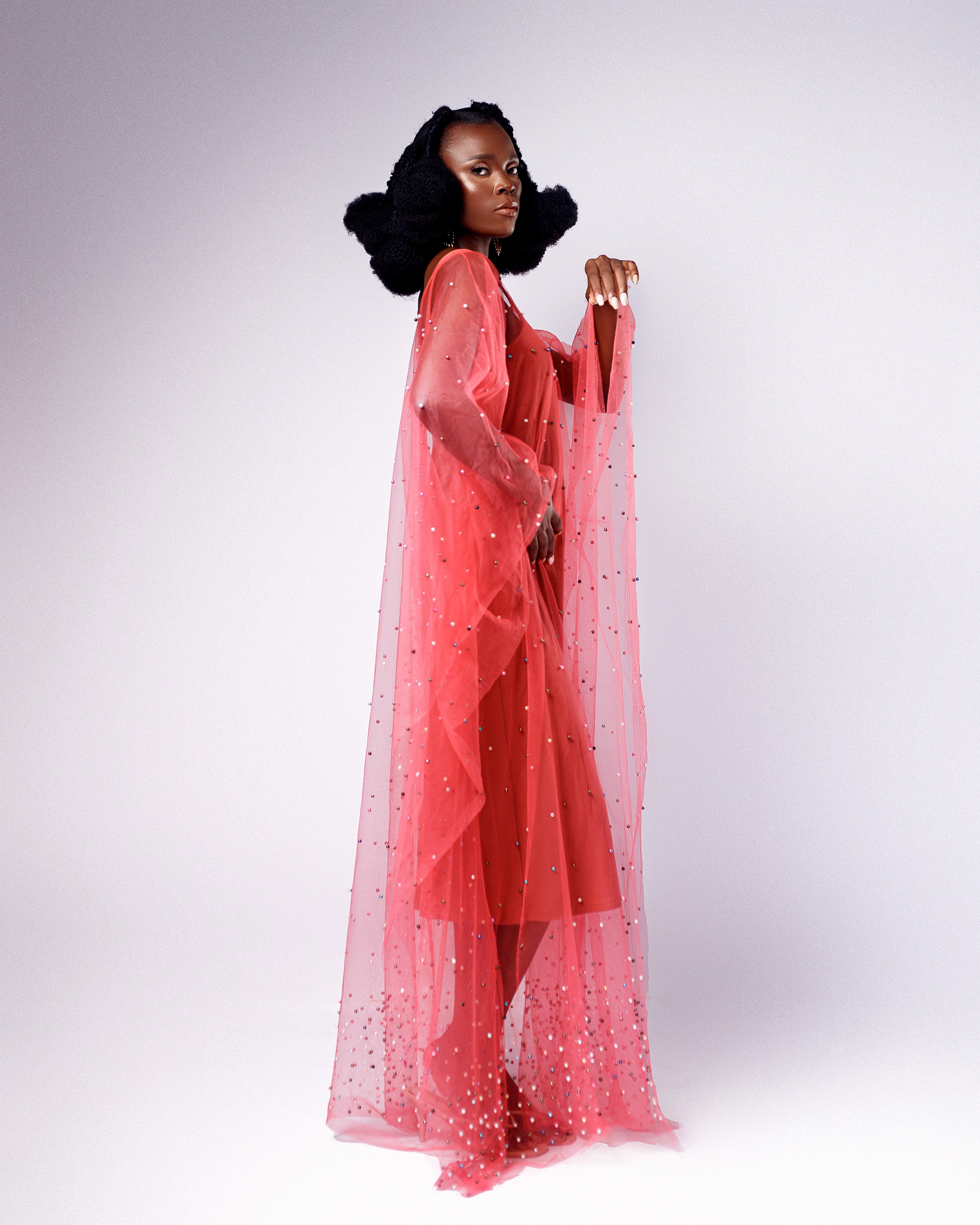 Odessa Maxi Dress - Pearl-Adorned Flowing Kaftan - Dimaz