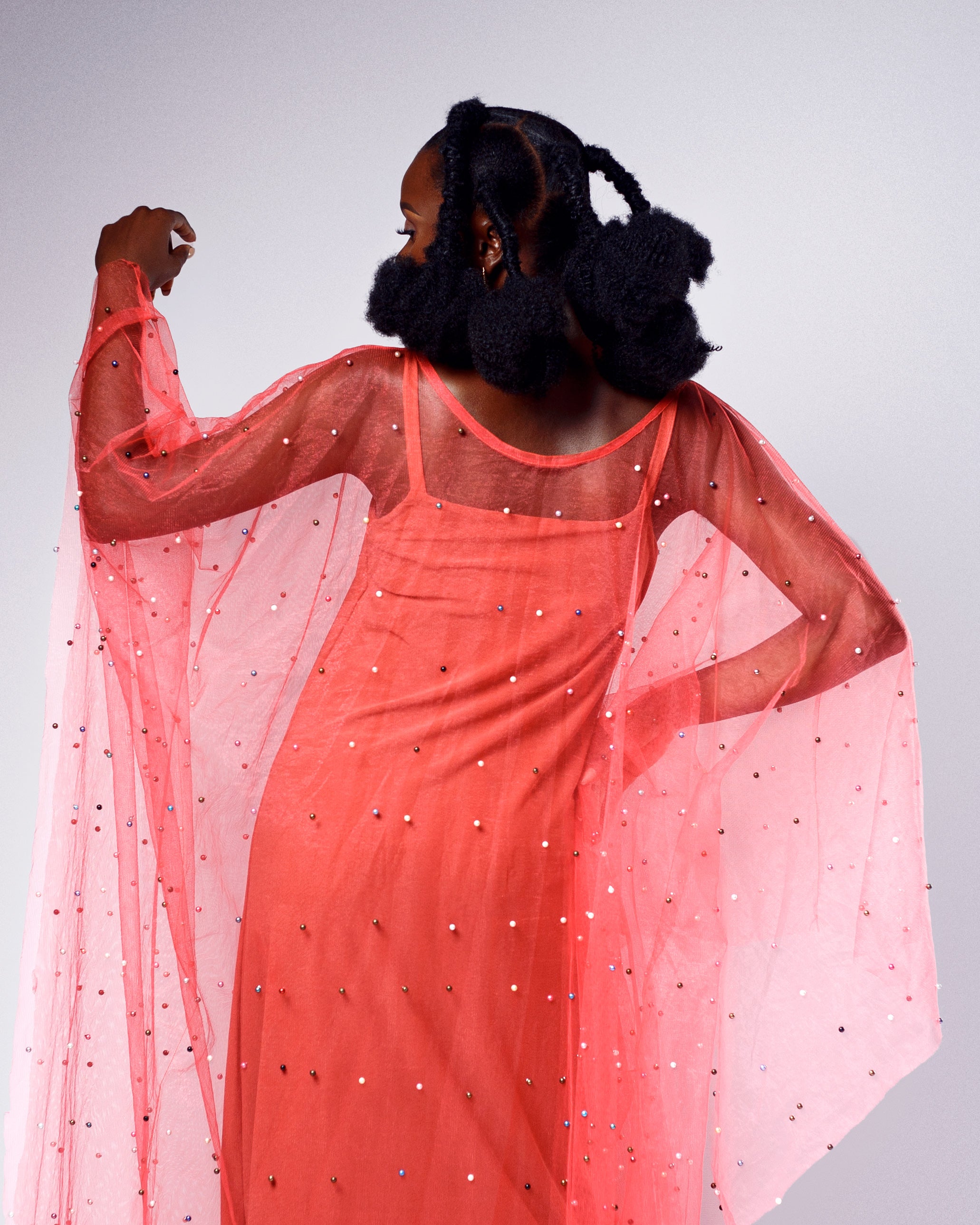 Odessa Maxi Dress - Pearl-Adorned Flowing Kaftan - Dimaz