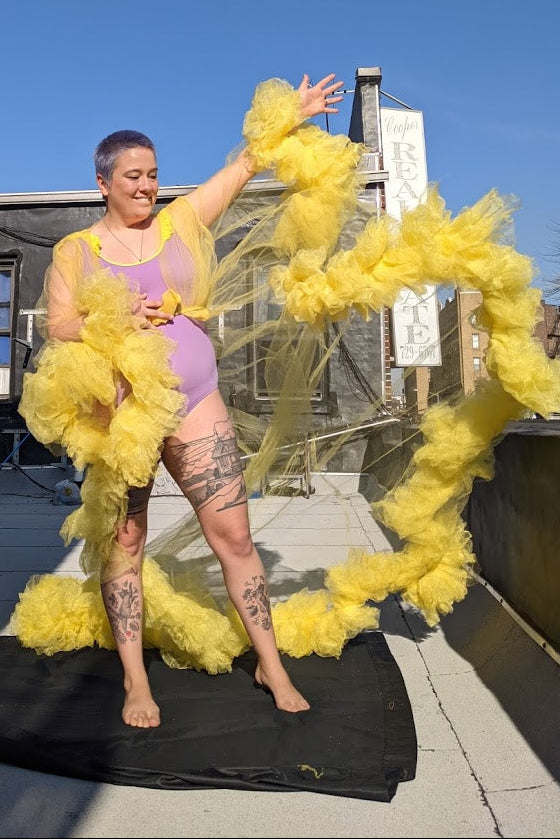 Devi Robe - Ruffled Long Sleeve Tulle Robe - Dimaz