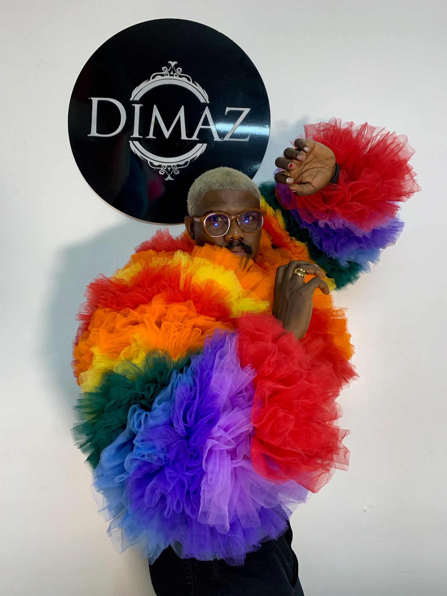 Coat of Many Colors - Rainbow Ruffle Tulle Jacket - Dimaz