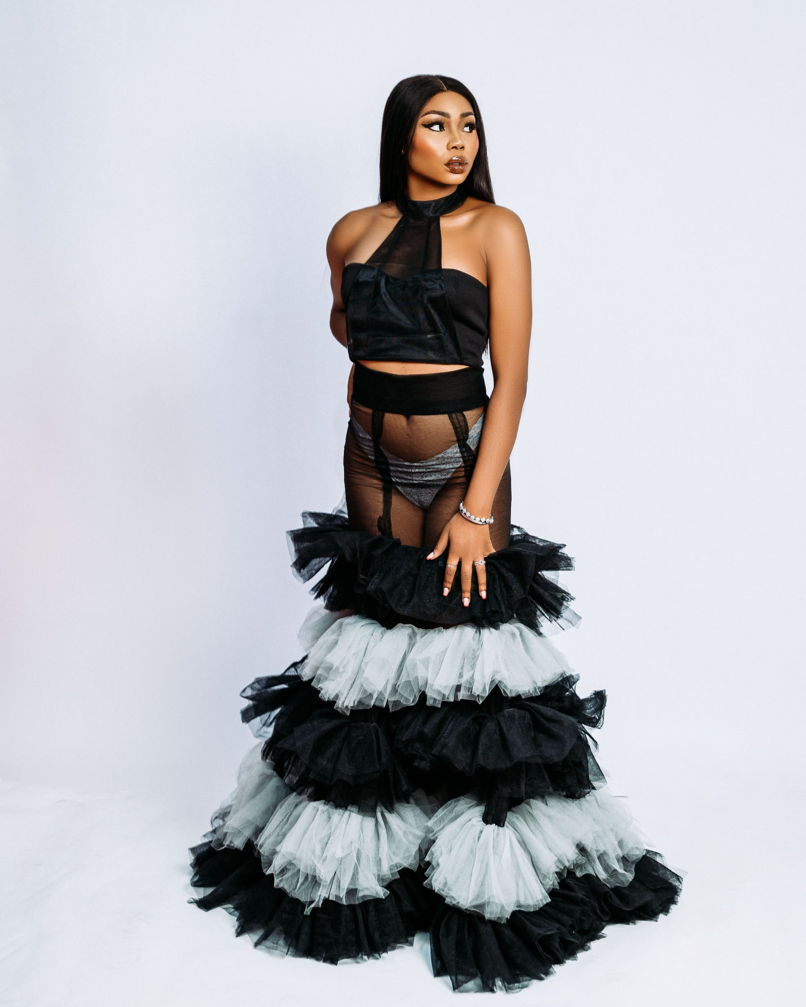 Phoebe Skirt - Knee-Length Layered Tulle Skirt - Dimaz