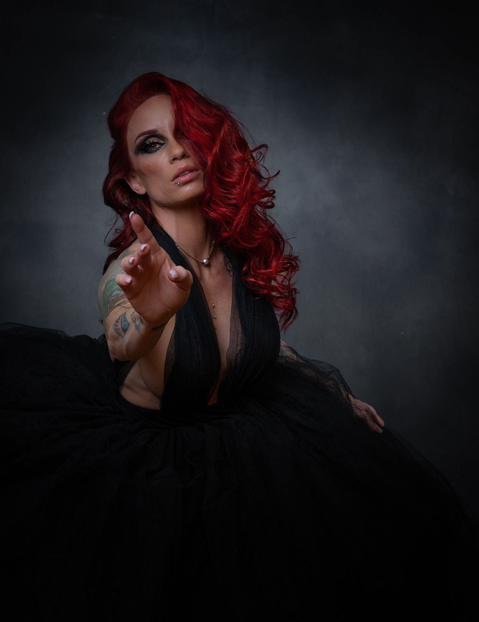 Alexa Black Tulle Gown - Dimaz