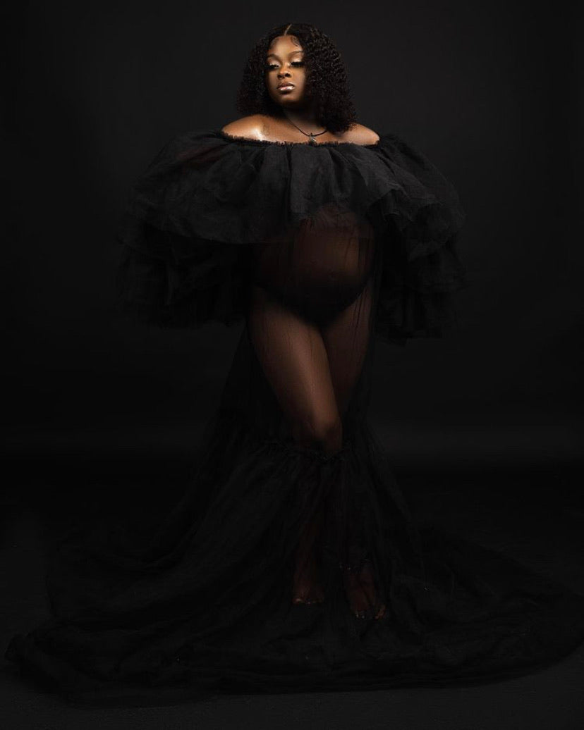 Deana Dress – Flowing Maternity Tulle Gown - Dimaz