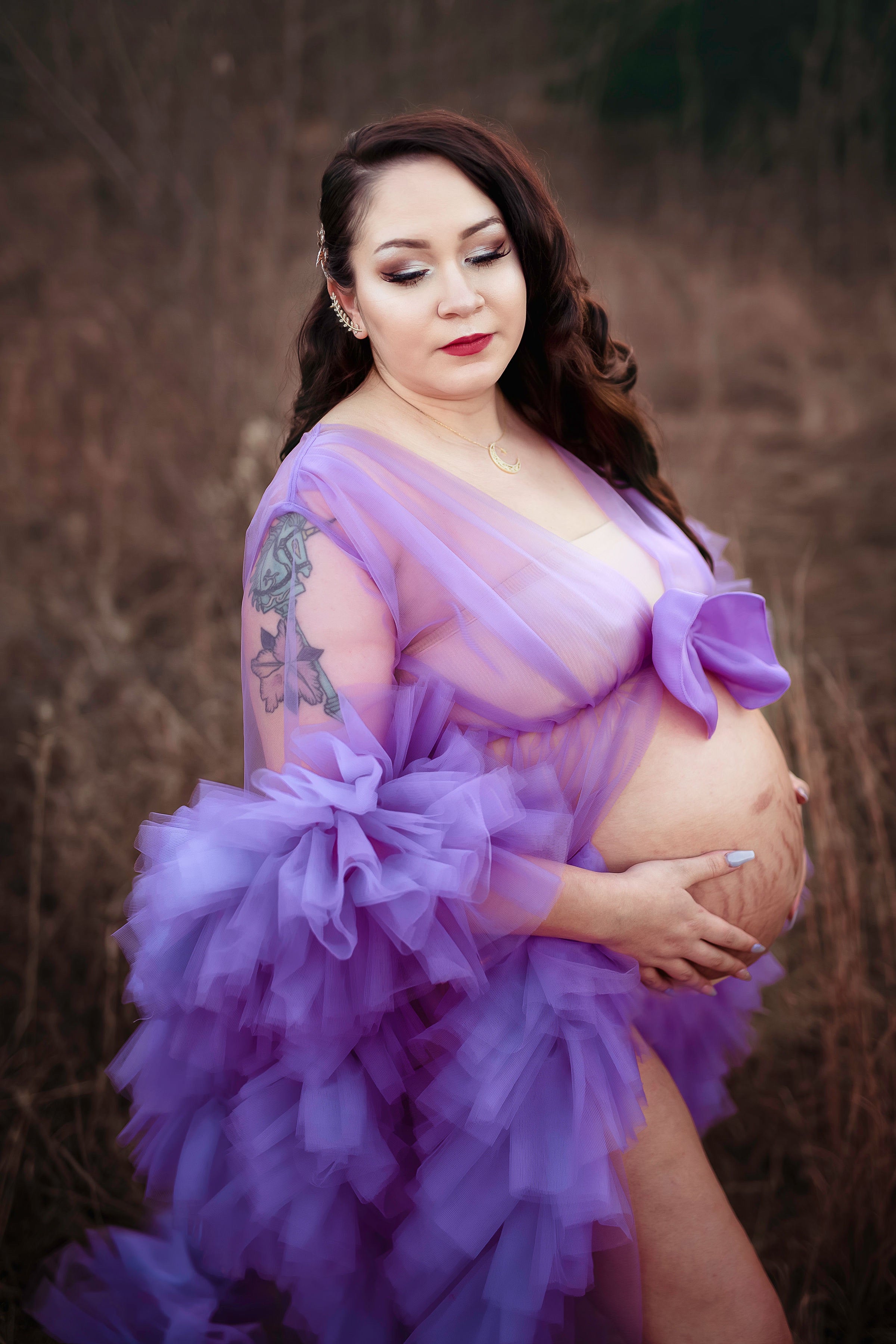 Sabrina Robe - Ruffled Tulle Maternity and Bridal Photoshoot Robe - Dimaz