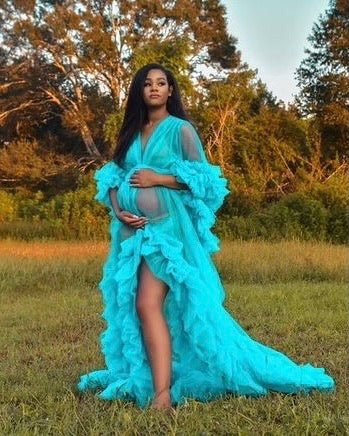 Sabrina Robe - Ruffled Tulle Maternity and Bridal Photoshoot Robe - Dimaz