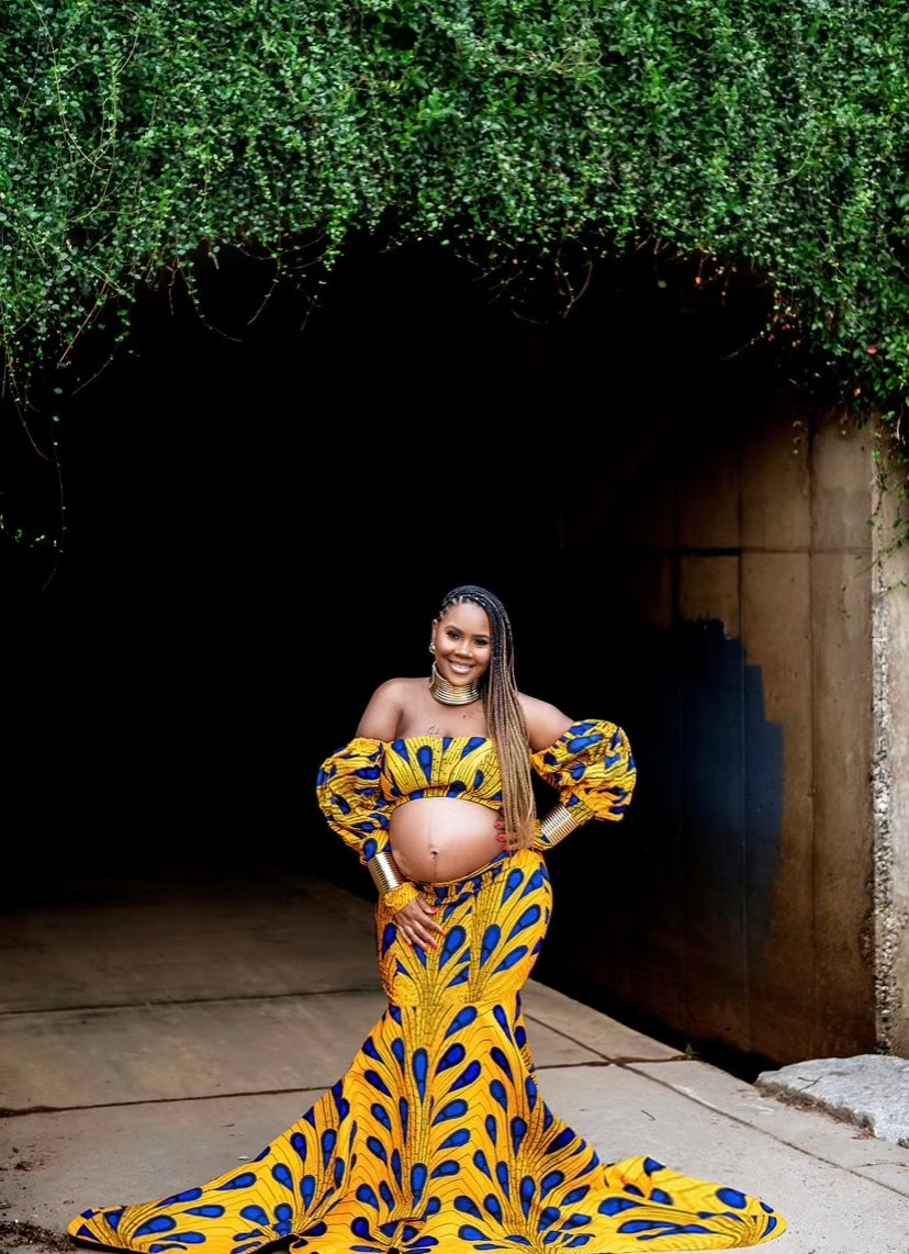 Dakota Stretchy African Maternity Co-Ord Set - Dimaz