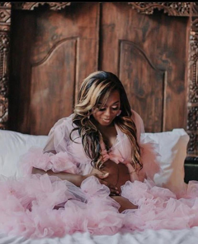 Sabrina Robe - Ruffled Tulle Maternity and Bridal Photoshoot Robe - Dimaz