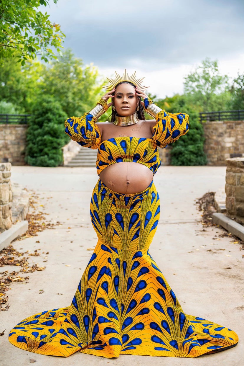 Dakota Stretchy African Maternity Co-Ord Set - Dimaz