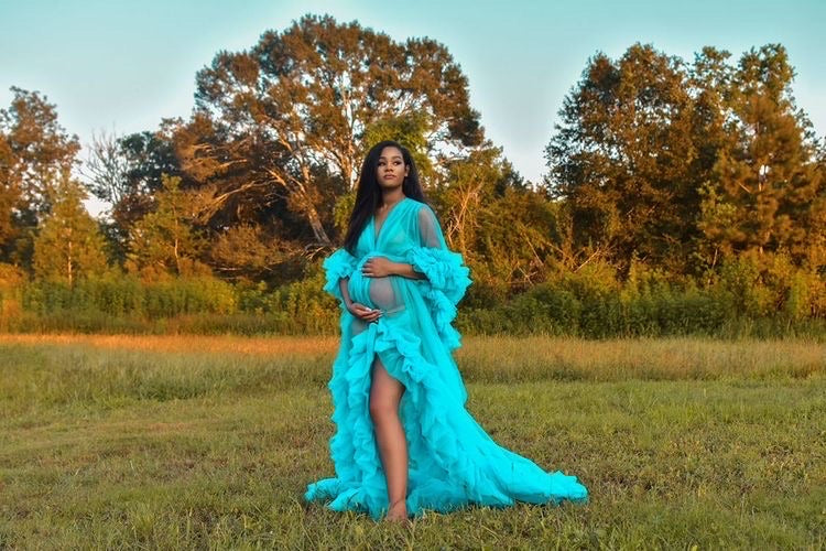 Sabrina Robe - Ruffled Tulle Maternity and Bridal Photoshoot Robe - Dimaz