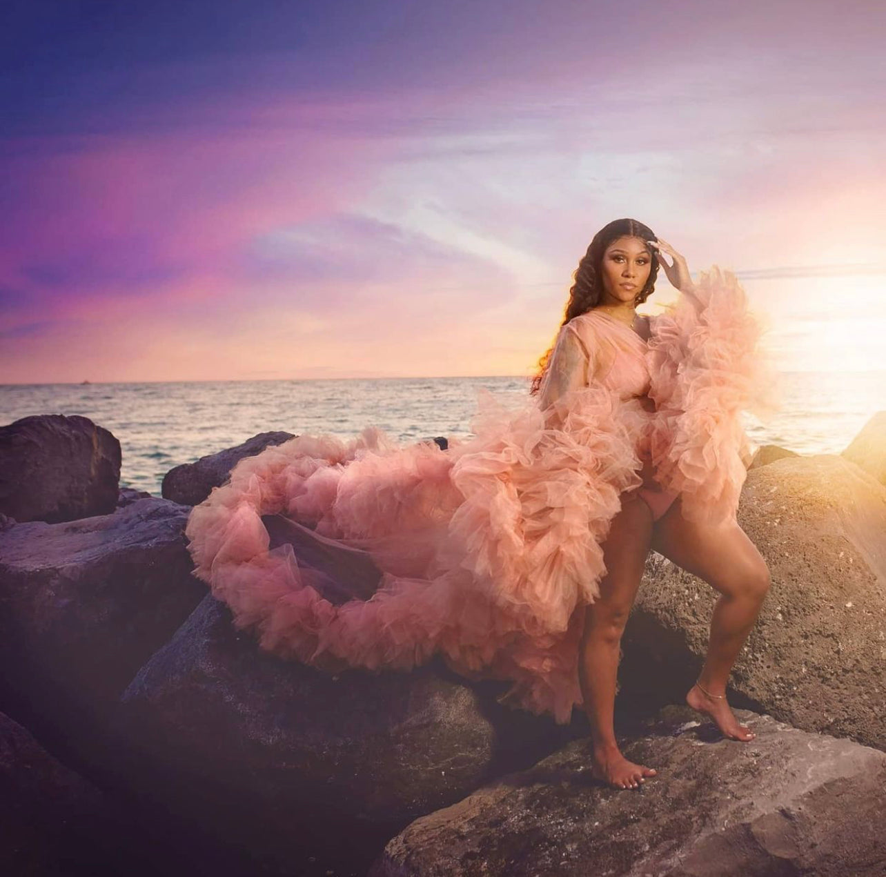 Melody Robe - Dramatic Ruffled Tulle Robe - Dimaz