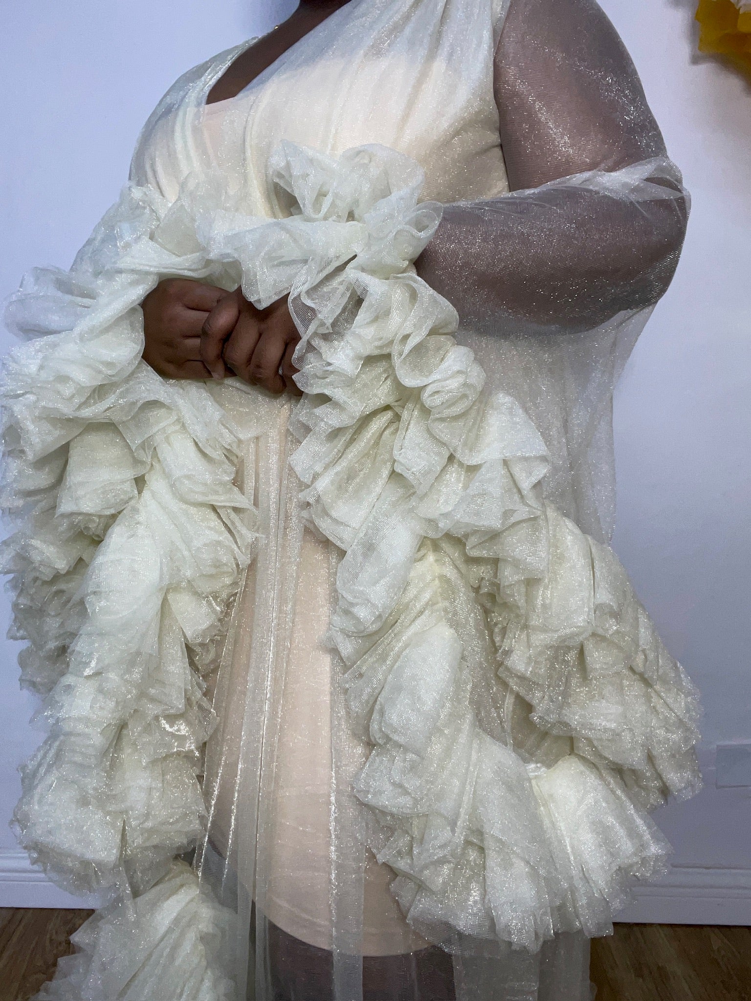 Aurora Dress Robe - Ruffled Slit Maternity and Birthday Robe - Dimaz