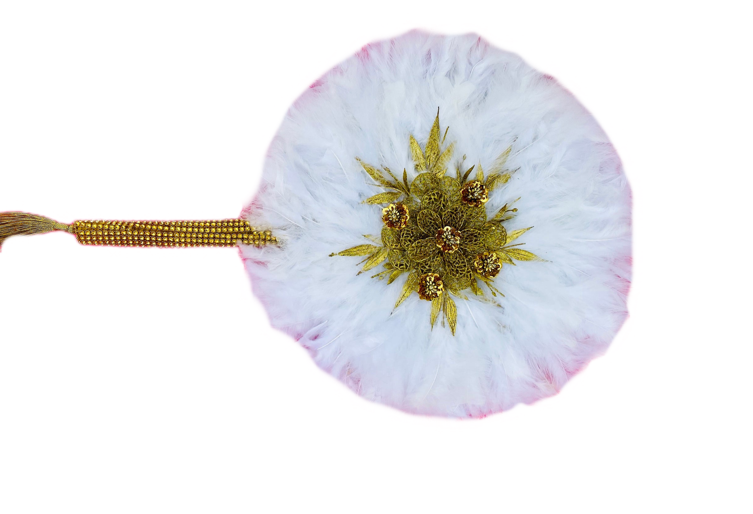 White circle fur feather fan - Dimaz