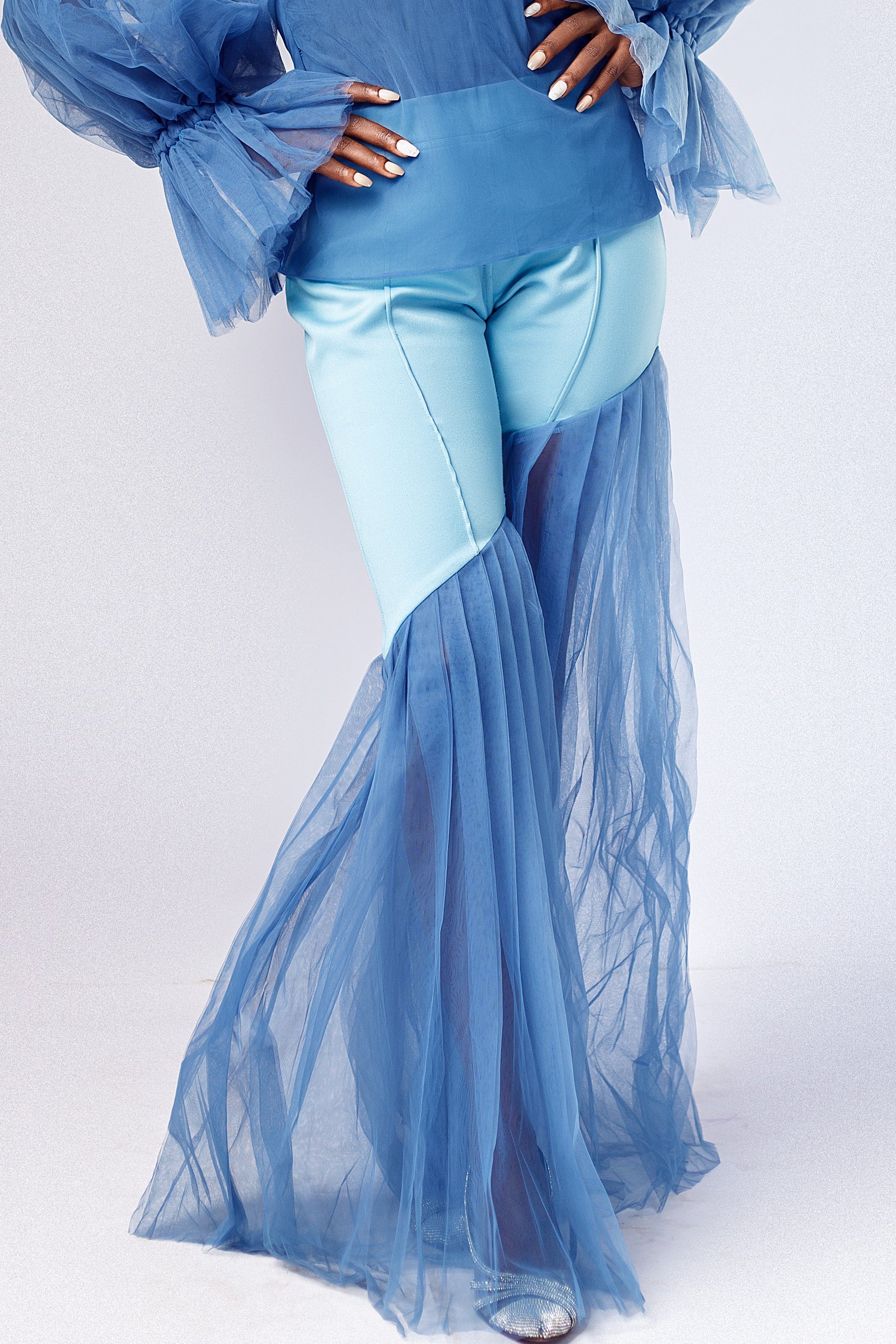 Milana Off-Shoulder Tulle High Neck Top - Dimaz