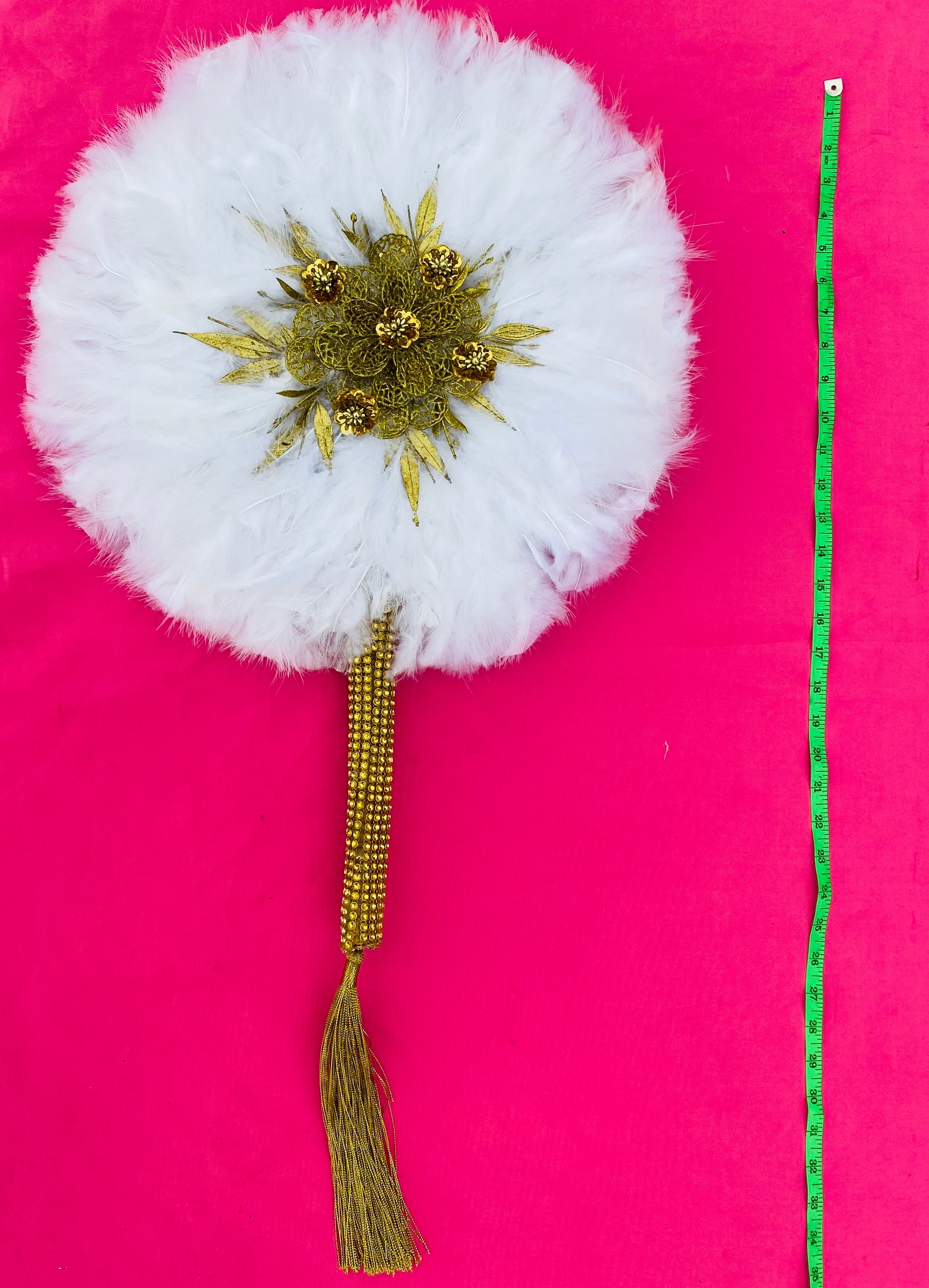 White circle fur feather fan - Dimaz